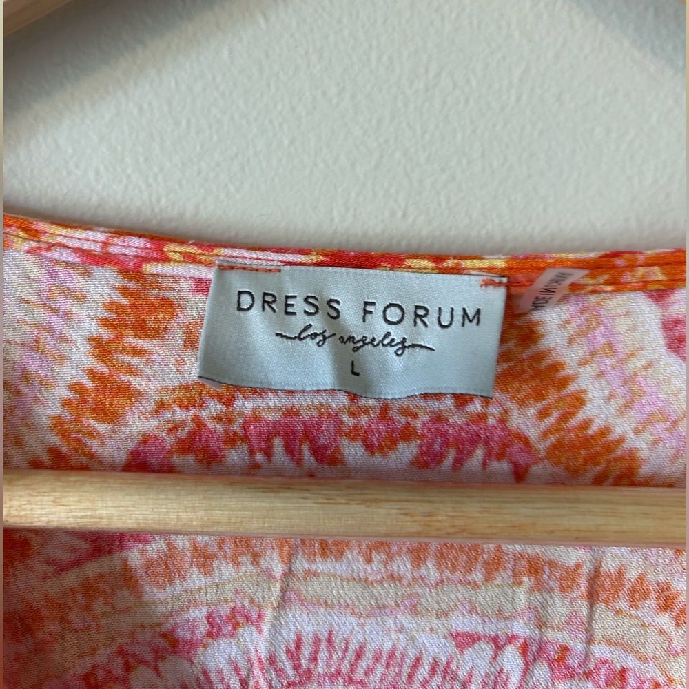 Dress Forum Orange Pink Tie Dye Stripe Oversized Beach Coverup Dress Size Large - Picture 5 of 8